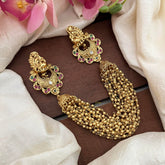 Peacock Jada Billai with Golden Pearl Maatil-Bun Billai-Red Green-G13077